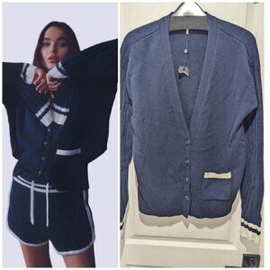 Nwt Rag & Bone | Serena V-Neck Cardigan In Navy